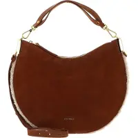 Coccinelle Leren Schoudertas Sunup Suede Leather Eco Shearling Shoulderbag Natural / Cuir Lichtbruin