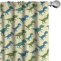 Abakuhaus – 2x75x225 Microvezel Gordijn – Dinosaurus patroon – Geel
