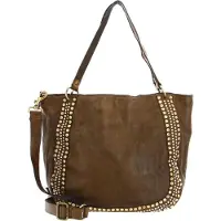 Campomaggi Leren Schoudertas Shopper Shoulder Bag Verde Militare Olijfgroen