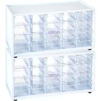 PlasticForte Sorteerbakjes spijkers/schroeven - 2x - 20 lades - 16 x 38 x 20 cm - opbergkastjes - ophangbaar - wit/transparant