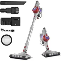UMLO YYchan Stofzuiger - Steelstofzuiger Draadloos - 300W Krachtige - 60 min Accu - 30kPa - Zonder zak - LED - Rood