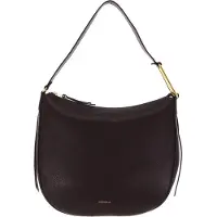 Coccinelle Leren Schoudertas Priscilla Handbag Grained Leather Darkbrown Donkerbruin