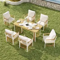 Merax Moderne outdoor-set - vrijetijds- en vergader set voor meerdere personen - ijzeren frame - gevlochten armleuningen - met kussens
