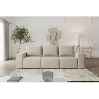 Fun-Möbel Bank Designersofa ESTELLE, 3-zits met slaapfunctie, bekleding: Opera Velvet, kleur: Pearl