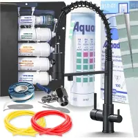 ARI Keukenmengkraan Solid Spring, met aansluiting voor waterfilter, twee uitrekbare slangen, keramische cartridge, mat zwart