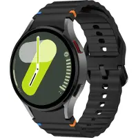 Jumada 's - Siliconen Wave bandje - Geschikt voor Samsung Galaxy Watch 7 (40 & 44mm) / Galaxy Watch 6 (Classic) / Galaxy Watch 5 (Pro) / Galaxy Watch 4 (Classic) / Watch FE - zwart