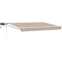 Syfax Handbediende luifel met LED's Beige en Wit 3,5 x 2,5 m