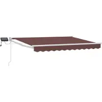 Syfax Handbediende luifel met LED's Bruin en wit 3,5 x 2,5 m