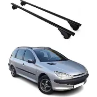 Omtec Draagrek/bagagerek voor Peugeot 206 Kombi, bouwjaar 1998-2012. Basisdrager, zwart, 2-delig