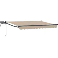 Syfax Handbediende luifel met LED's Beige en Antraciet 3,5 x 2 m