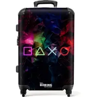 NoBoringSuitcases.com - Game kinderkoffer jongen - Neon gaming - Kindertrolley jongens - Koffer trolley groot - Rolkoffer lichtgewicht - Reiskoffer met 4 wielen - Grote reistrolley XL - 20 kg bagage