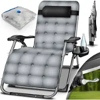 Tillvex Ligstoel Opvouwbaar tot 200kg | Zonnebed Tuinligstoel Weerbestendig Balkon, Tuin & Terras | Outdoor Ligstoel Verstelbaar met Dik Kussen | Relaxligstoel Nekrolkussen