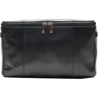 Esquire Leren Utensil zak Spa Cosmetic Bag Black Zwart