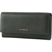 Coccinelle Leren Portemonnee Metallic Soft Wallet Ardesia Donkergrijs