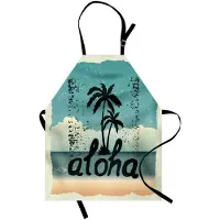 Abakuhaus Aloha kookschort, vlekken-typografie-palmen, in hoogte verstelbaar, heldere kleuren zonder verbleken, Seafoam donkergroen
