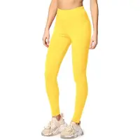 Merry Style MS-MS10-198-LE Dames Leggings - Sport - Vrijetijdsbroek - Lang - Katoen - Sporbroek - Yogabroek - Geel - L