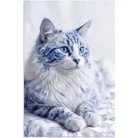 PosterMonkey Poster 80x120 cm - Kat - Patroon - Blauw - Posters - Kamer decoratie - Wanddecoratie woonkamer - Muurdecoratie slaapkamer