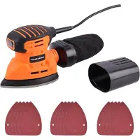 COOAU Sander - 130W - Elektrische Excenterschuurmachine - met 16 schuurvellen - 13.000 tpm - Klittenbandbevestigingssysteem - Multi-schuurmachine voor Hoeken & Randen, Hout & Metaal