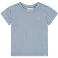 A Tiny Story T-shirt rib gebreid grijsblauw Jongens Katoen Ronde hals Effen - maat 50