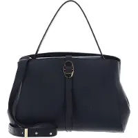 Coccinelle Leren Handtas Schoudertas Chara Handbag Grained Leather Midnight Blue Donkerblauw