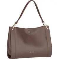 Coccinelle Leren Schoudertas Wallace Handbag Double Grainy Leather Fondant Brown / Rosew Donkerbruin