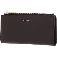 Coccinelle Leren Portemonnee Metallic Soft Wallet Grained Leather Fondant Brown Donkerbruin
