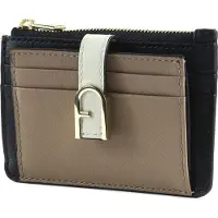 Furla Leren Kaarthouder Flow Card Case Greige + Marshmallow + Nero int. Taupe
