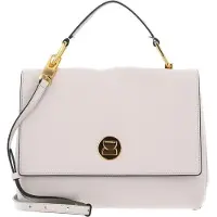 Coccinelle Leren Handtas Schoudertas Liya Handbag Lambskin White / Laurel Green Crème