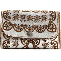 Caterina Lucchi Portemonnee Peperomia Wallet + Pocket Argento + T / Cognac Zilverkleurig