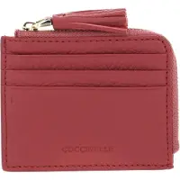 Coccinelle Leren Kaarthoes Tassel Credit Card Holder Pot Lichtrood