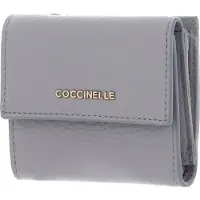 Coccinelle Leren Portemonnee Metallic Soft Wallet Grained Leather Light Grey Lichtgrijs