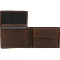 Bugatti Leren Portemonnee Hunter Coin Wallet with Flap 4 CC embossed Logo Brown Bruine