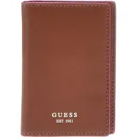 GUESS Leren Kaarthoes Card Holder Cognac Bruine
