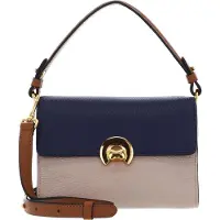 Coccinelle Leren Handtas Schoudertas Binxie Tricolor Handbag Grained Leather Royal Blue / Rosette / Cuir Veelkleurig