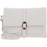 Coccinelle Leren Schoudertas Dorian Handbag Grained Leather Lambskin White Crème