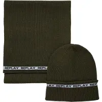 Replay Dop Sjaal Beanie + Scarf Set Moss Green Groene
