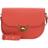 Coccinelle Leren Schoudertas Dew Crossbody Grained Leather Grenadine Red Lichtrood