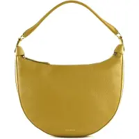 Coccinelle Leren Schoudertas Sunnie Handbag Grained Leather Citronella Mosterdgeel