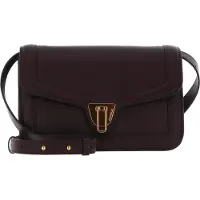 Coccinelle Leren Schoudertas Avondtas Marvin Twist Smooth Handbag Darkbrown Donkerbruin