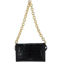 Coccinelle Leren Schoudertas Wyrna Croco Shiny Soft Crossbody Bag Noir Zwart