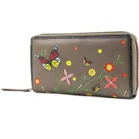 Bruno Banani Leren Portemonnee Butterfly Large Zip Around Taupe Grijs Veelkleurig