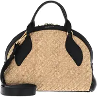 Coccinelle Handtas Schoudertas Colette Rafia Handbag Natural / Noir Zwart Beige