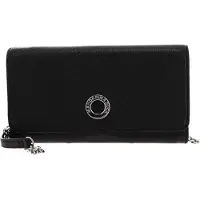 Mandarina Duck Leren Kaarthoes Schoudertas Mellow Lux Wallet Bag Black Pearl Zwart