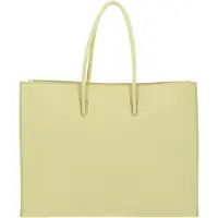 Coccinelle Leren Schoudertas Maxi Log Handbag Grained Leather Lime Wash Lichtgeel
