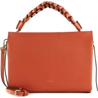 Coccinelle Leren Handtas Schoudertas Boheme Grana Double Hand Bag Tangeri / Garn. Re Lichtrood