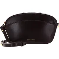 Coccinelle Leren Schoudertas Enchanteuse Mini Bag Craquele Leather Darkbrown Donkerbruin
