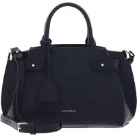 Coccinelle Leren handtas schoudertas Kliche Handbag Grained Leather Midnight Blue donkerblauw