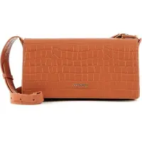 Coccinelle Leren Schoudertas Josephine Croco Shoulder Bag Chestnut Bruine