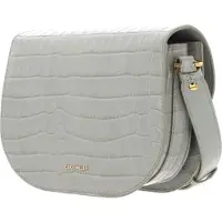 Coccinelle Leren Schoudertas Dew Crossbody Shiny Soft Croco Print Leather Celadon Green Mintgroen