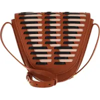 Coccinelle Leren Schoudertas Josephine Infilature Crossbody Mult. Caramel Bruine Veelkleurig